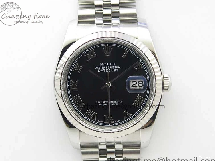 Dial Bracelet Markers Edition SH3135 116234 Roman on Black DateJust SS Jubilee 1:1 36 904L Steel Best ARF V3 0117